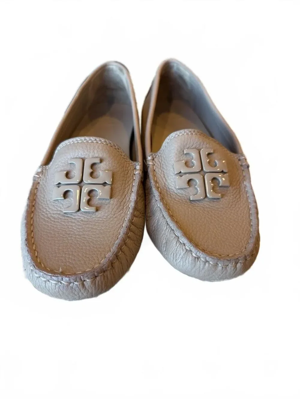 Tory Burch Lowell Tumbled Leather Drivers Loafers Tan Size 8.5